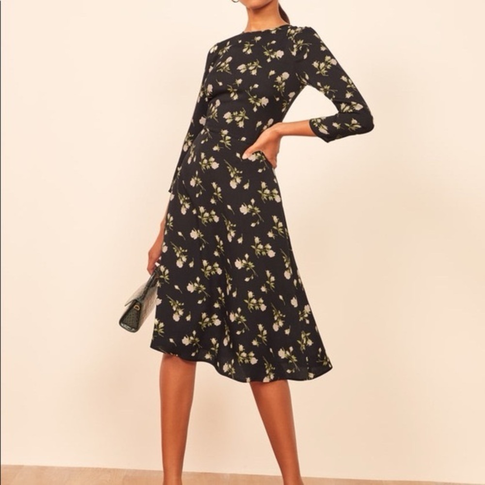 REFORMATION Moon Dress in Rosalie Black and White Floral size 4